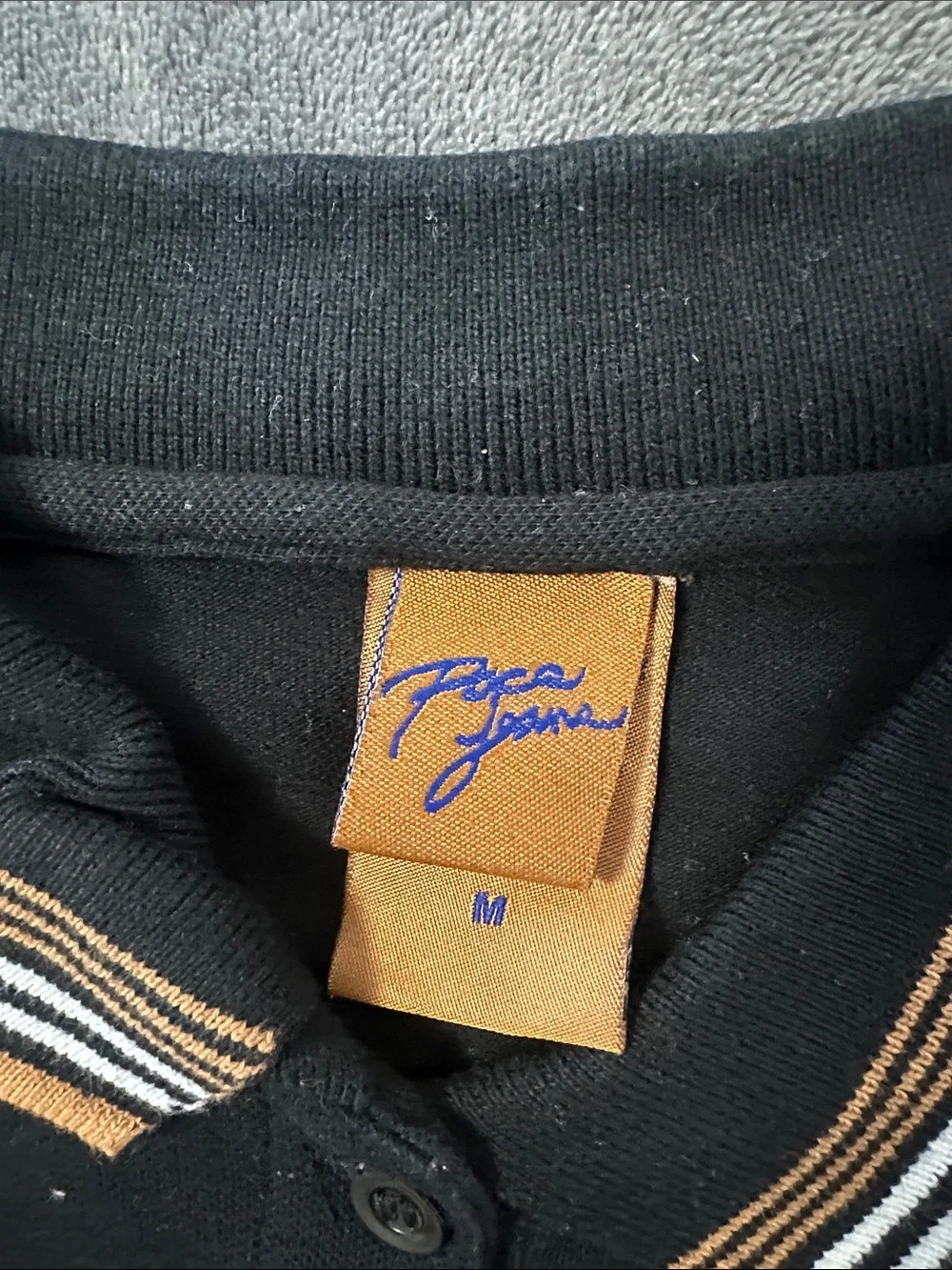 Paco Jeans Kids Two-Tone Polo Shirt in Black & Tan